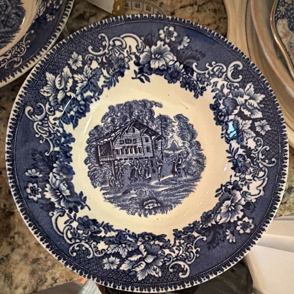 Thomas Hughes & Sons England Blue & White Transferware Ceramic Plate Printed